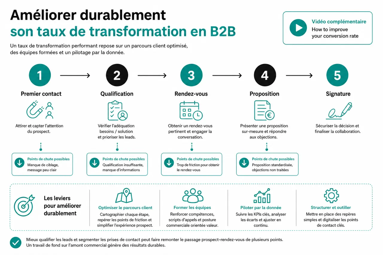 Taux de transformation : l'améliorer durablement en B2B , Méthodes et conseils pour améliorer durablement le taux de transformation