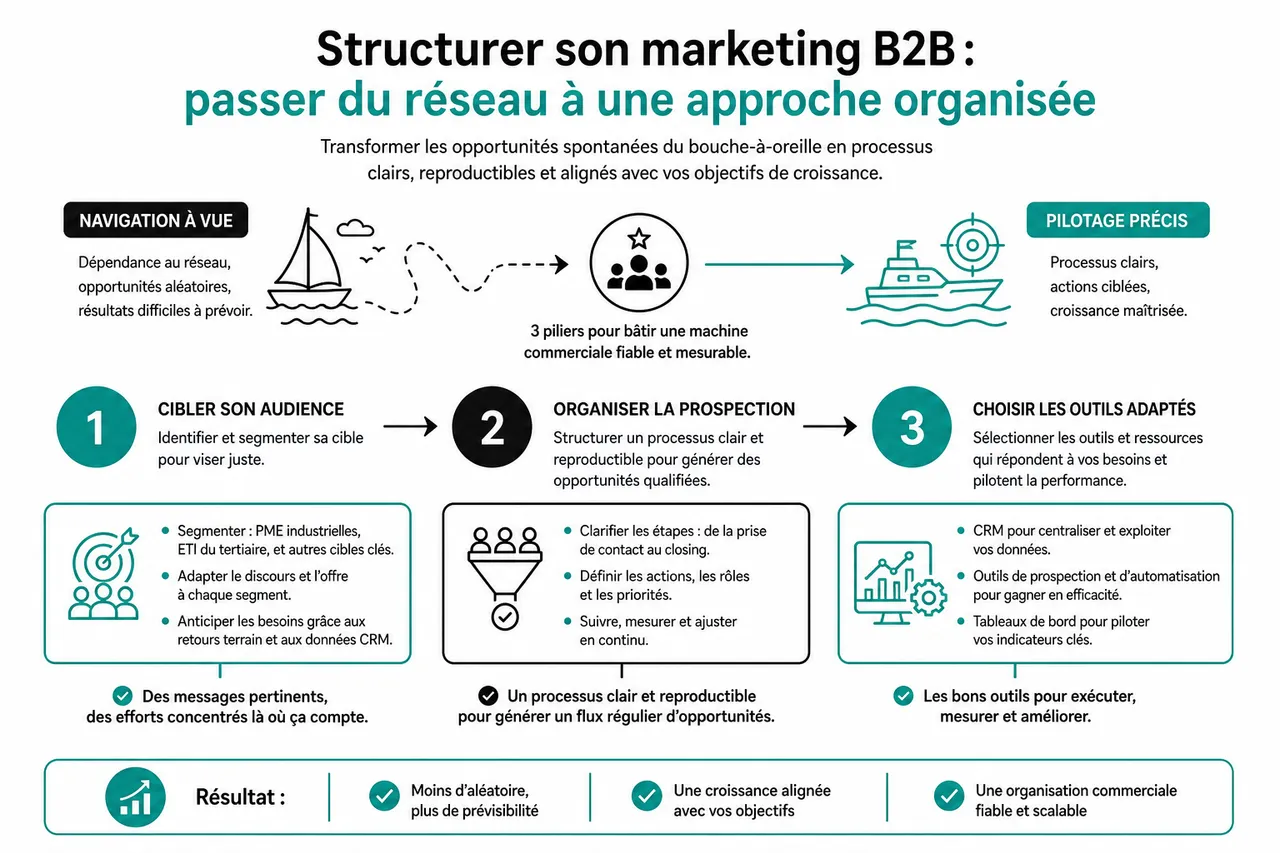 Marketing en B2B: par où commencer quand on a surtout fonctionné par réseau jusqu’ici? , Structurer son marketing B2B: passer du réseau à une approche organisée