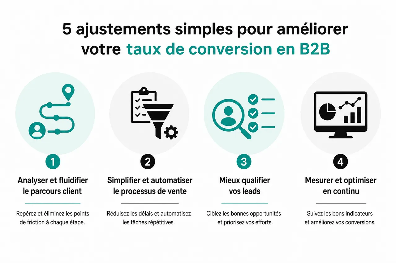5 ajustements simples pour optimiser la conversion en B2B et transformer vos résultats commerciaux , 5 ajustements simples pour améliorer votre taux de conversion en B2B