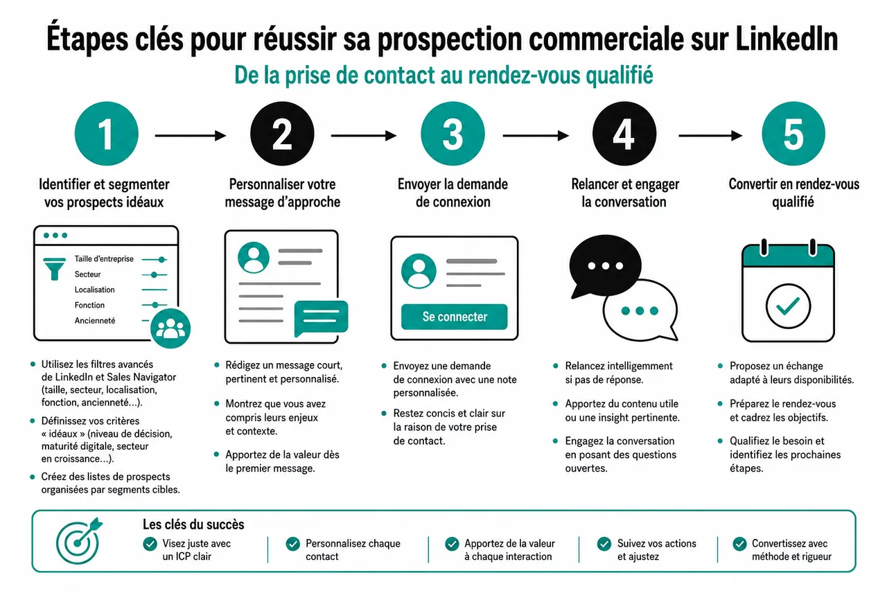 LinkedIn et prospection B2B avec des messages et des profils qui convertissent vraiment , Étapes clés et exemples concrets pour réussir sa prospection commerciale sur LinkedIn