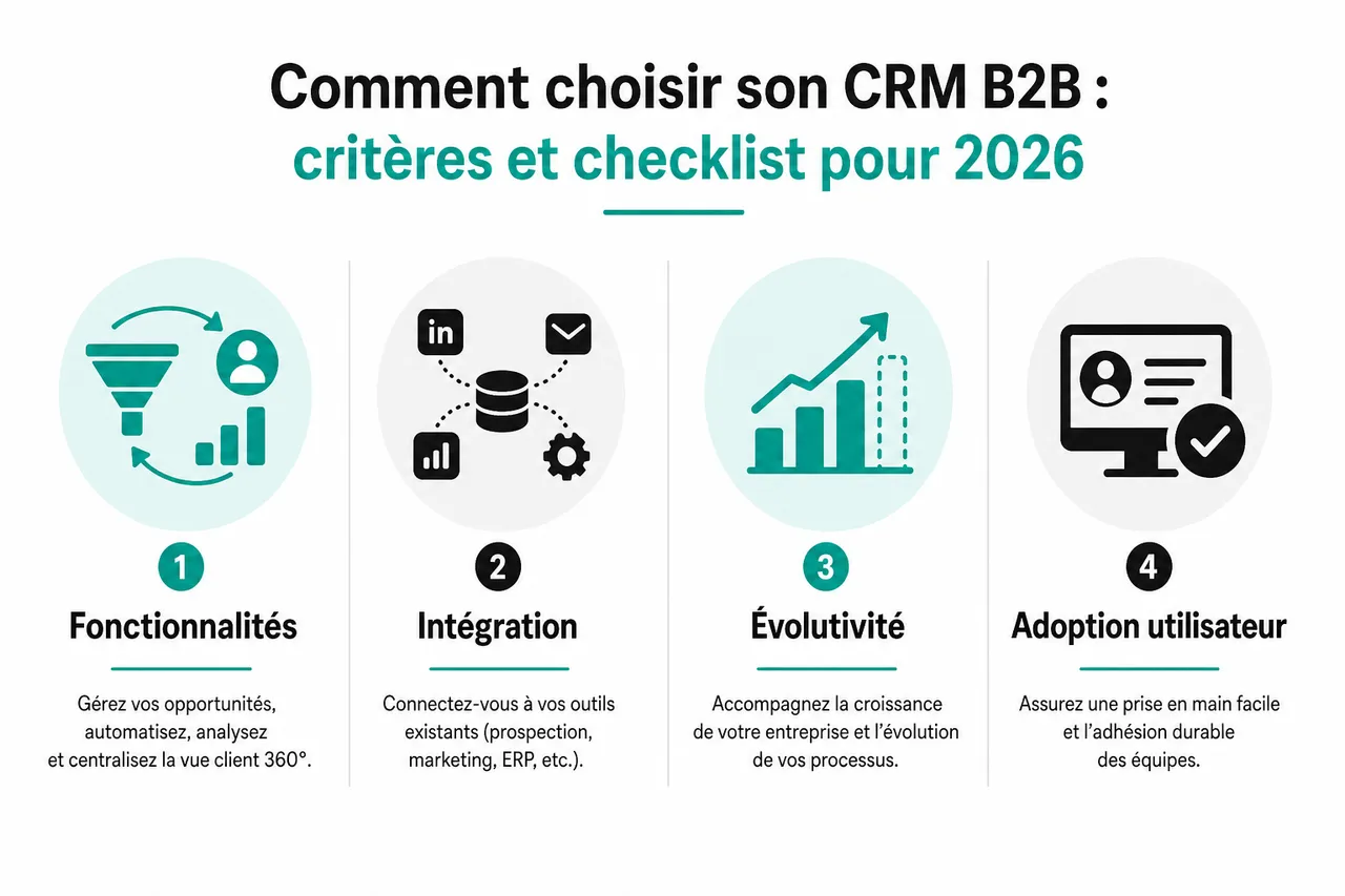 Comment choisir et déployer un CRM B2B sans paralyser vos équipes commerciales? , Comment choisir son CRM B2B: critères et checklist pour 2026