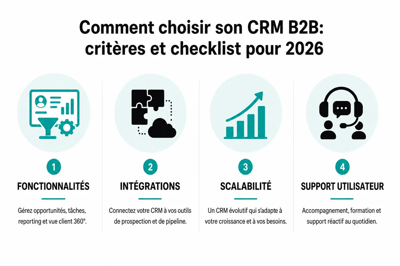 Comment choisir et déployer un CRM B2B sans paralyser vos équipes commerciales? , Comment choisir son CRM B2B: critères et checklist pour 2026