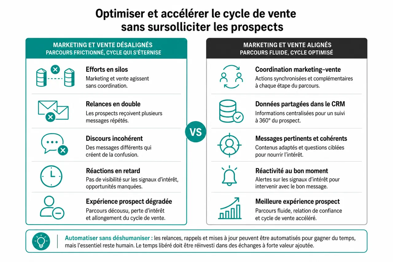 Gérer un cycle de vente B2B long et garder vos deals vivants sans harceler vos prospects , Optimiser et accélérer le cycle de vente sans sursolliciter les prospects