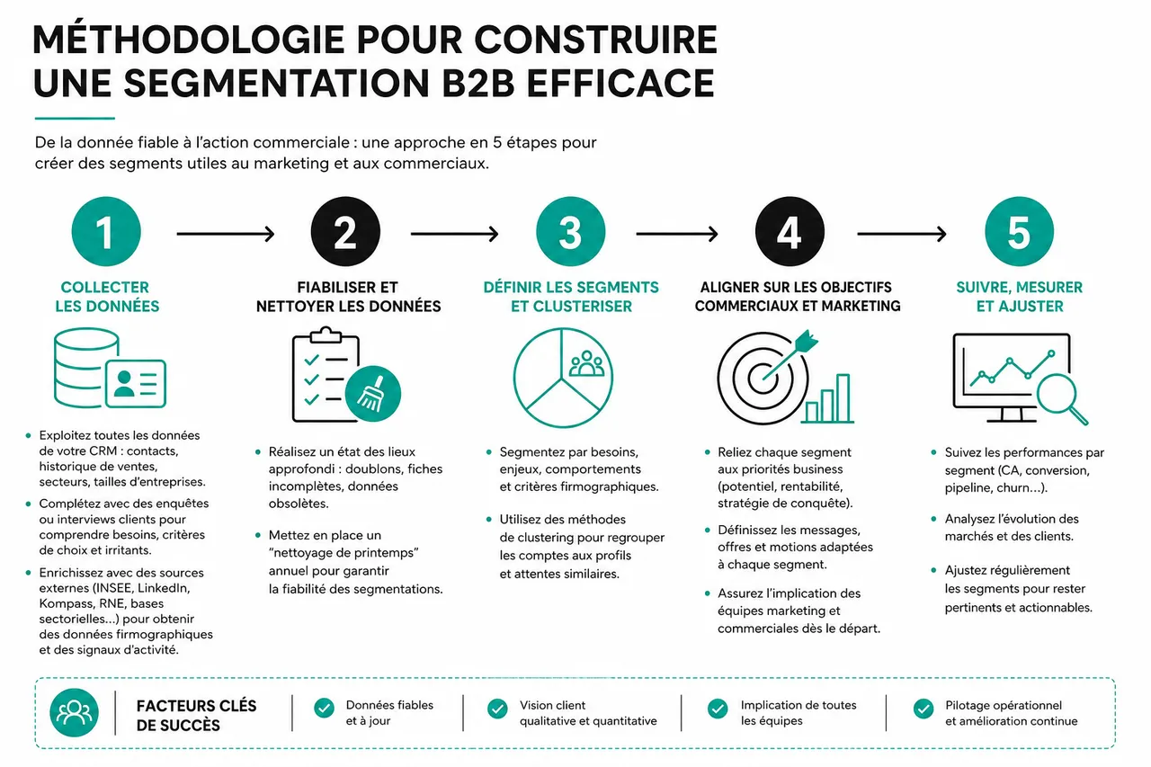 Segmentation B2B, comment construire des segments utiles pour le marketing et les commerciaux (et pas seulement pour les tableaux de bord) , Méthodologie pour construire une segmentation B2B efficace