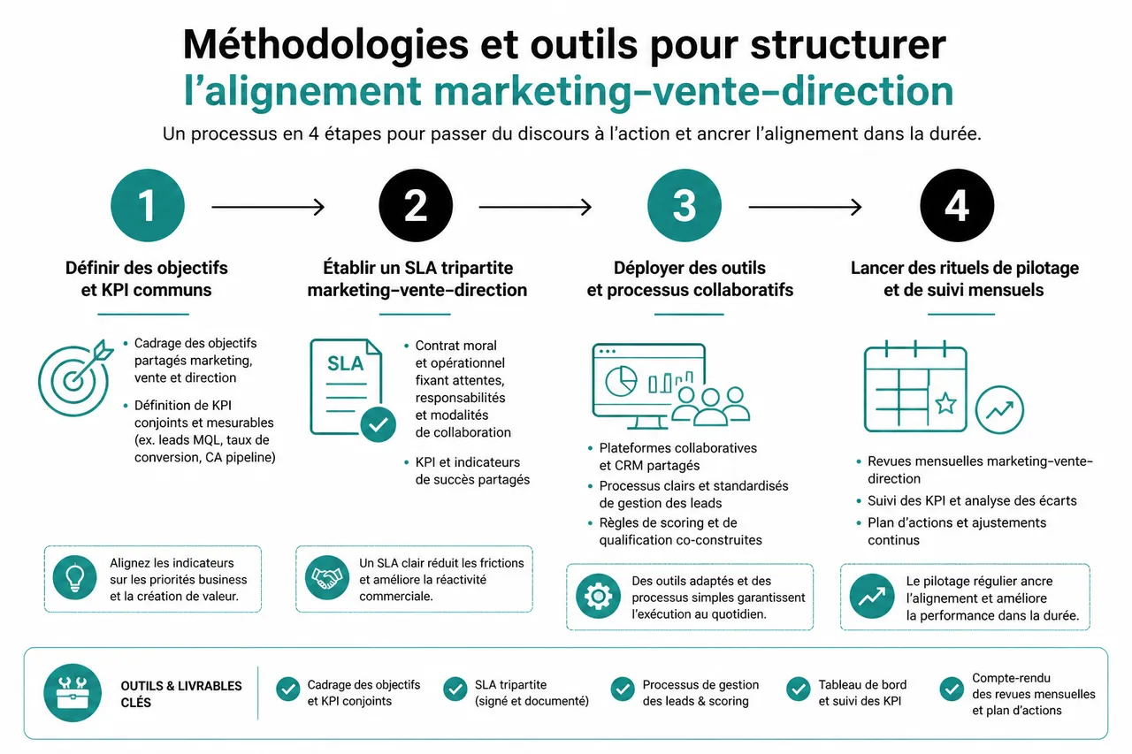 Comment embarquer la direction générale dans l’alignement marketing-vente en B2B? , Méthodologies et outils pour structurer l’alignement marketing-vente-direction