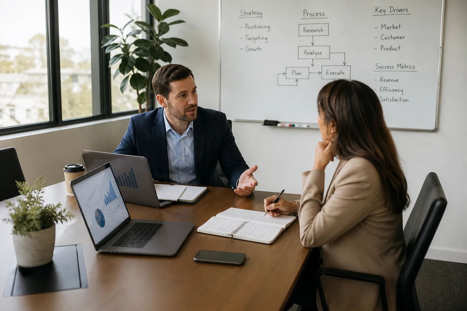 Équipe professionnelle utilisant méthodes de prospection client efficaces et durables