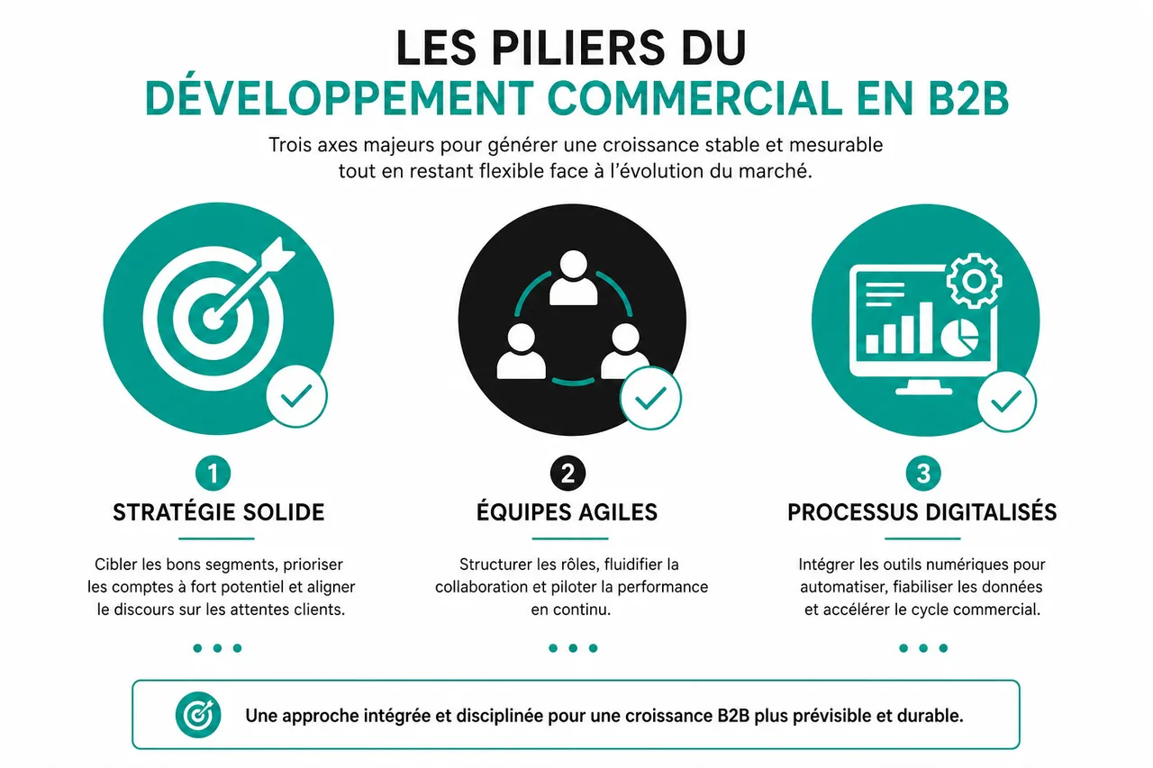 Où concentrer ses efforts pour booster votre développement commercial en B2B , Les piliers du développement commercial en B2B