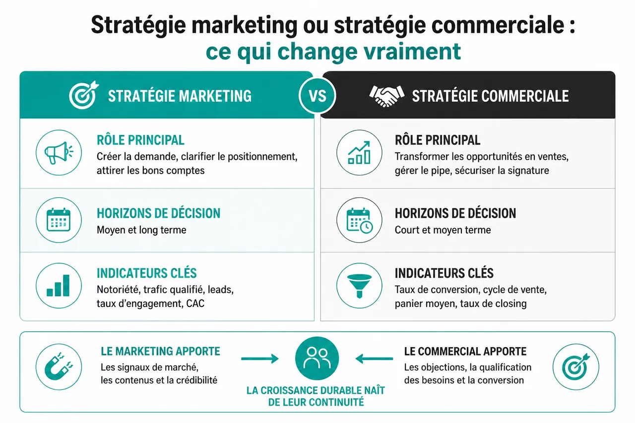 Stratégie marketing ou stratégie commerciale: laquelle pilote vraiment la croissance? , Stratégie marketing ou stratégie commerciale: ce qui change vraiment