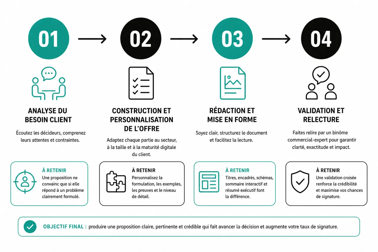 5 éléments d’une proposition commerciale qui fait avancer la décision , Méthodologie pour structurer et rédiger une proposition commerciale convaincante