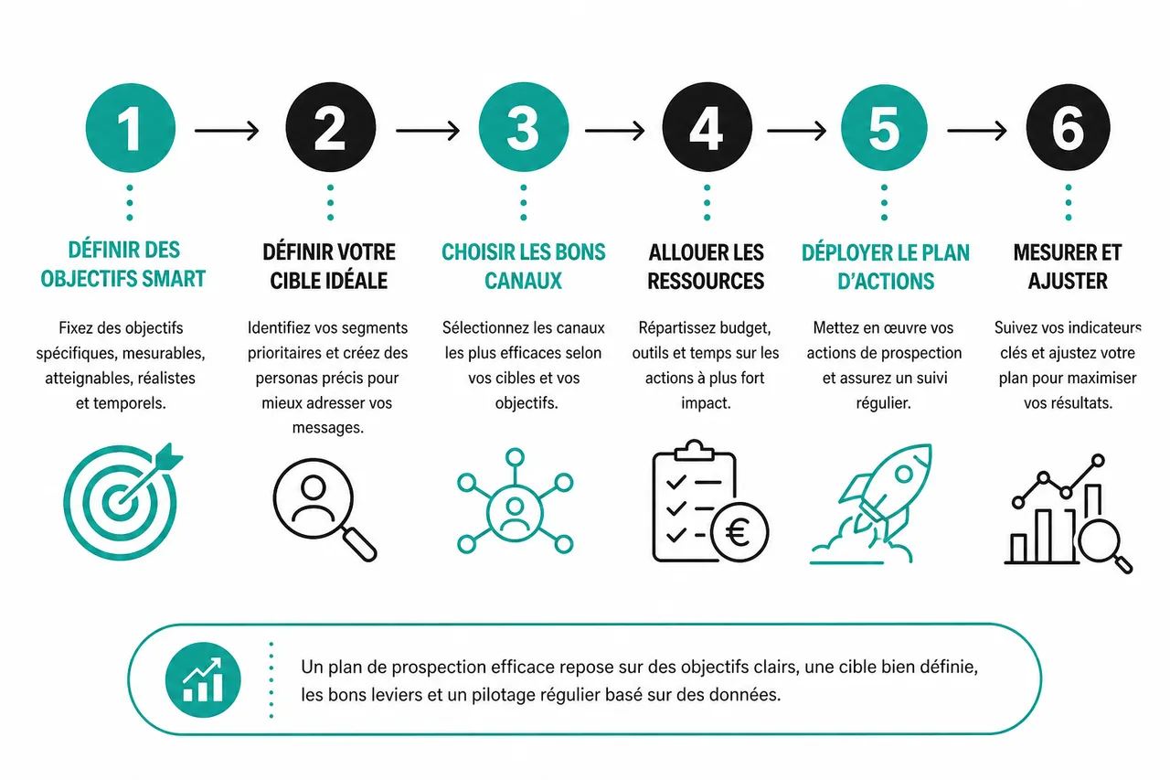 6 étapes pour structurer votre plan de prospection sans perdre du temps , Les 6 étapes clés pour construire un plan de prospection efficace en 2026