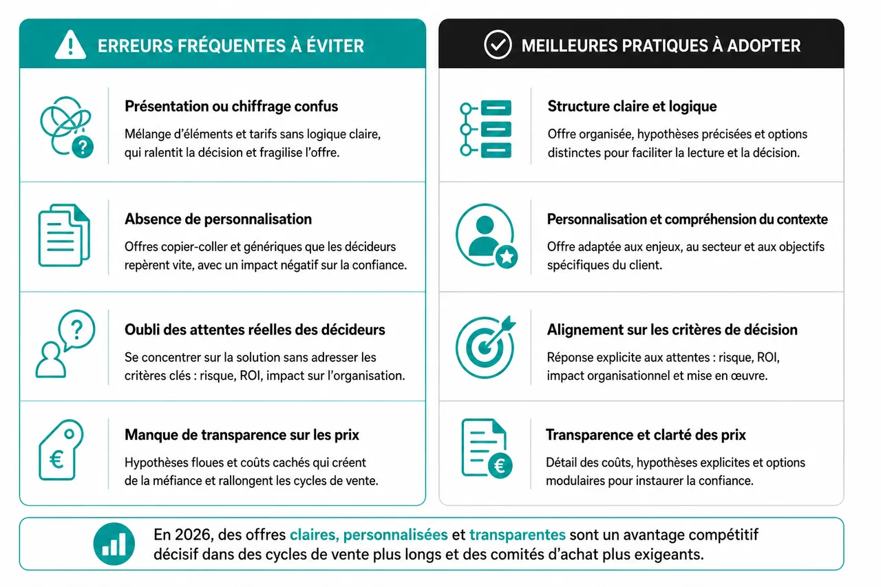Comment analyser et créer une offre commerciale adaptée aux besoins en B2B , Erreurs courantes et meilleures pratiques en 2026
