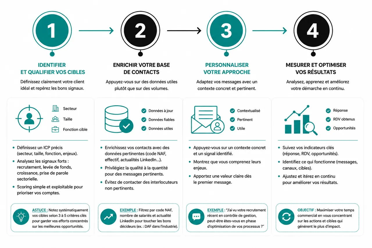 Comment prospecter un client sans être intrusif ni perdre du temps? , Les étapes clés pour prospecter un client efficacement