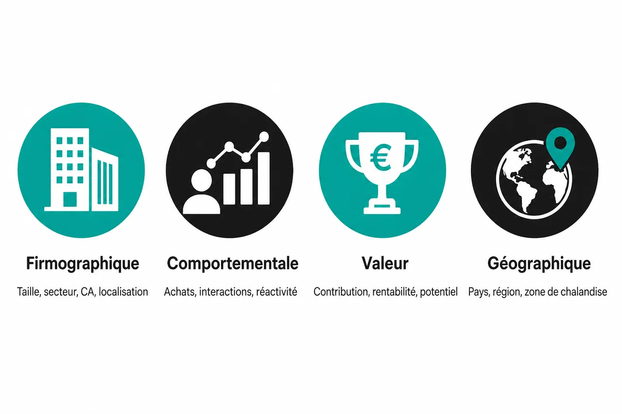 Comment segmenter efficacement vos comptes clients en B2B pour prioriser vos efforts , Méthodes et critères de segmentation client B2B
