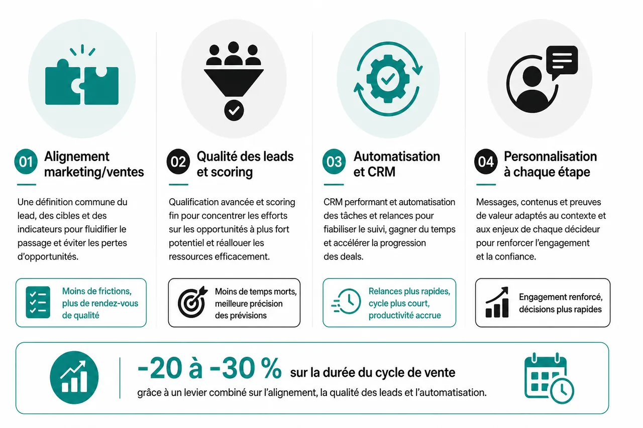 Pourquoi le cycle de vente en B2B s’allonge et comment le raccourcir sans forcer? , Stratégies pour optimiser et raccourcir le cycle de vente B2B
