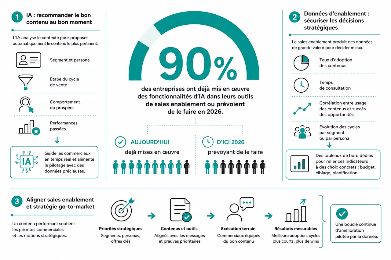 Les contenus et outils qui font gagner du temps aux commerciaux en B2B , Sales enablement, IA et pilotage des décisions pour les dirigeants B2B