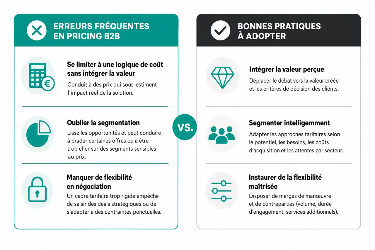 Comment fixer vos prix en B2B sans fragiliser votre positionnement? , Erreurs fréquentes et bonnes pratiques en pricing B2B