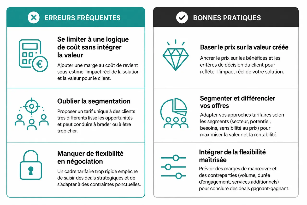 Comment fixer vos prix en B2B sans fragiliser votre positionnement? , Erreurs fréquentes et bonnes pratiques en pricing B2B