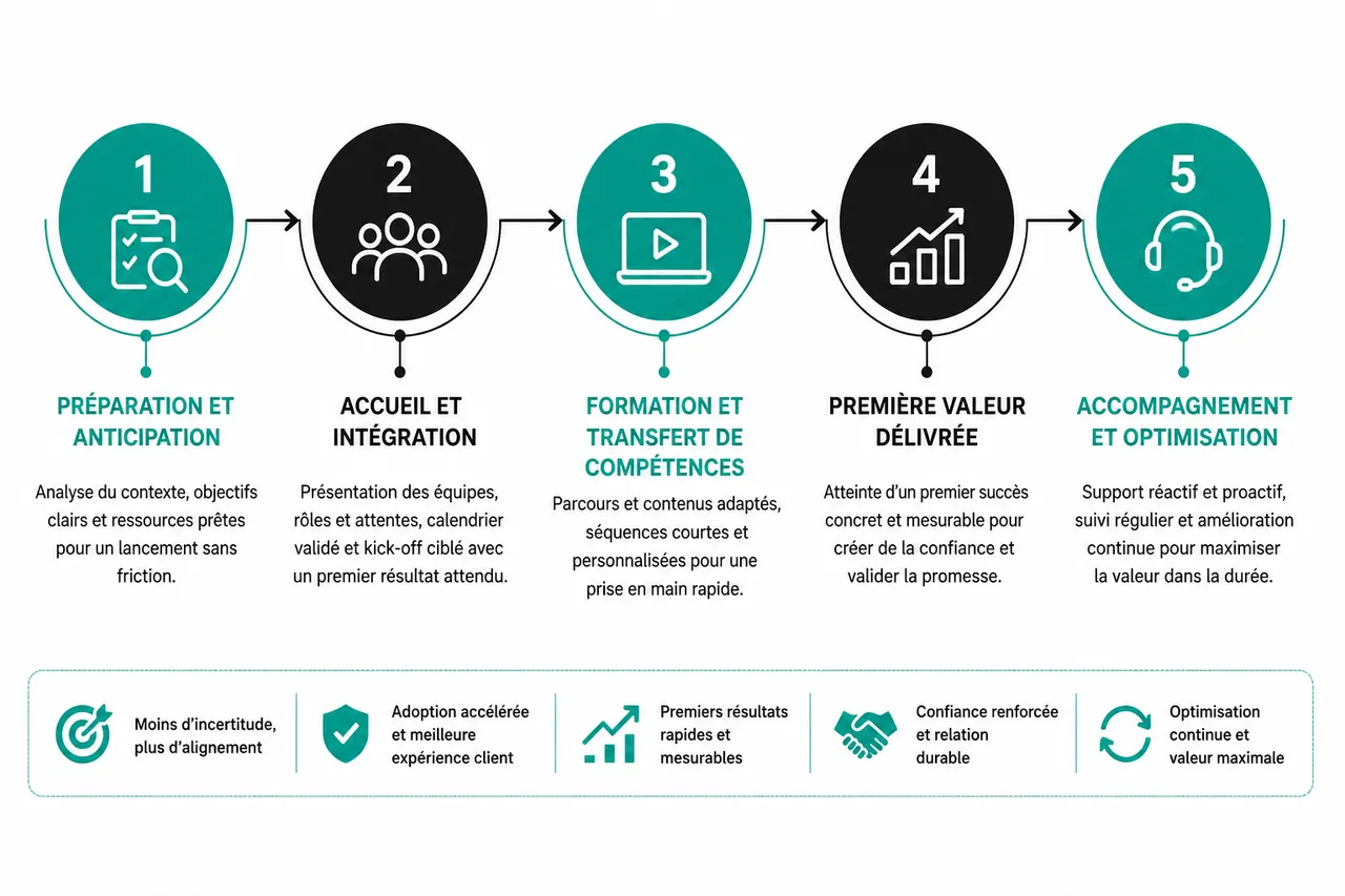 Les premières semaines qui conditionnent la suite de l’onboarding client en B2B , Les étapes clés d’un onboarding client B2B réussi