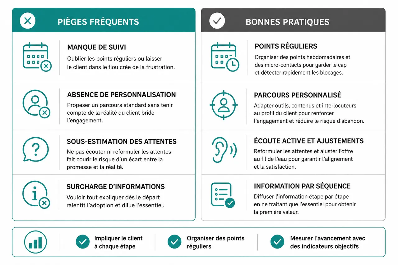 Les premières semaines qui conditionnent la suite de l’onboarding client en B2B , Erreurs à éviter et bonnes pratiques en onboarding B2B