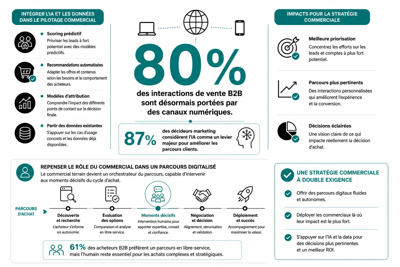 Comment élaborer une stratégie commerciale B2B centrée sur l’impact en 2026 , Aligner la stratégie commerciale avec les tendances digitales et l’IA