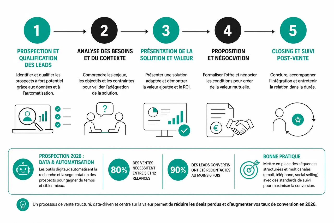 Optimiser votre processus de vente B2B pour réduire les deals perdus en 2026 , Les étapes clés du processus de vente B2B en 2026