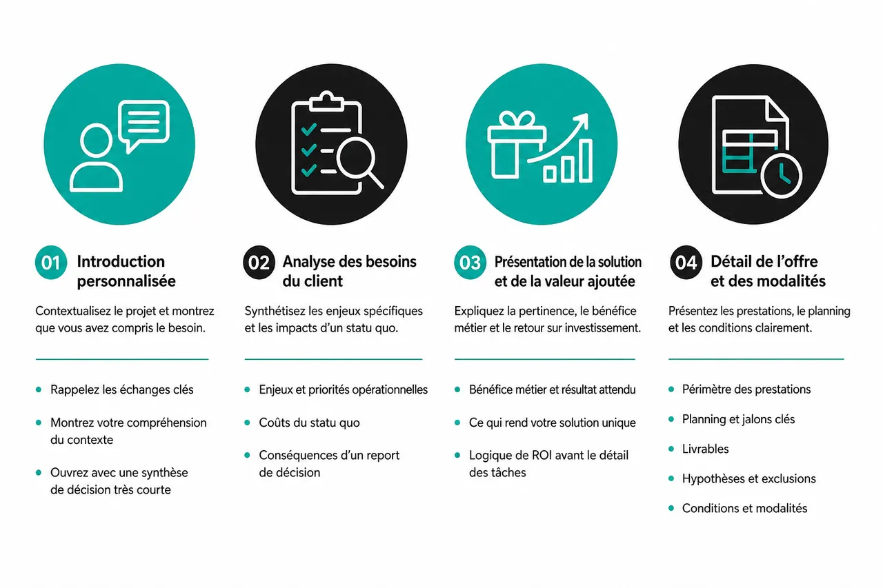 Les 5 éléments clés d’une proposition commerciale B2B qui font accepter ou refuser , Comment structurer une proposition commerciale efficace?