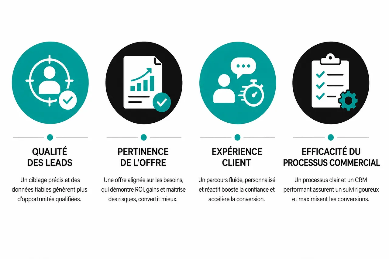 Analyser et augmenter votre taux de conversion B2B à chaque étape du tunnel de vente , Facteurs influençant le taux de conversion dans le B2B