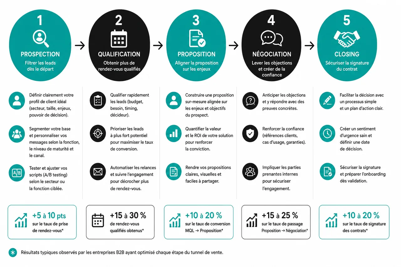 Analyser et augmenter votre taux de conversion B2B à chaque étape du tunnel de vente , Optimisation du taux de conversion à chaque étape du tunnel de vente B2B