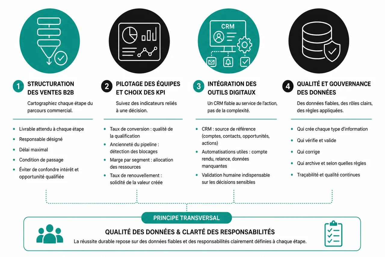 Instaurer une gouvernance commerciale efficace malgré un agenda chargé en 2026 , Les piliers d’une gouvernance commerciale efficace en B2B